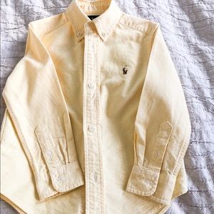 Long sleeve yellow polo button down shirt